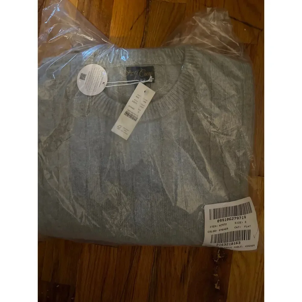 J. Crew Cashmere cable-knit sweater in Heather Grey NWT size Small